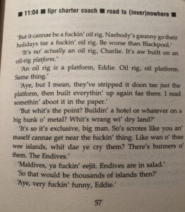 A passage from Chris Brookmyre's novel, One Fine Day in the Middle of the Night