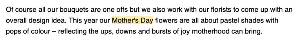 A screenshot of a vapid Mother’s Day email from Interflora