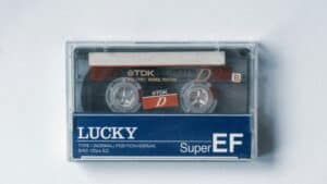 A photograph of a cassette tape, to illustrate a blog post about handwriting over typing.